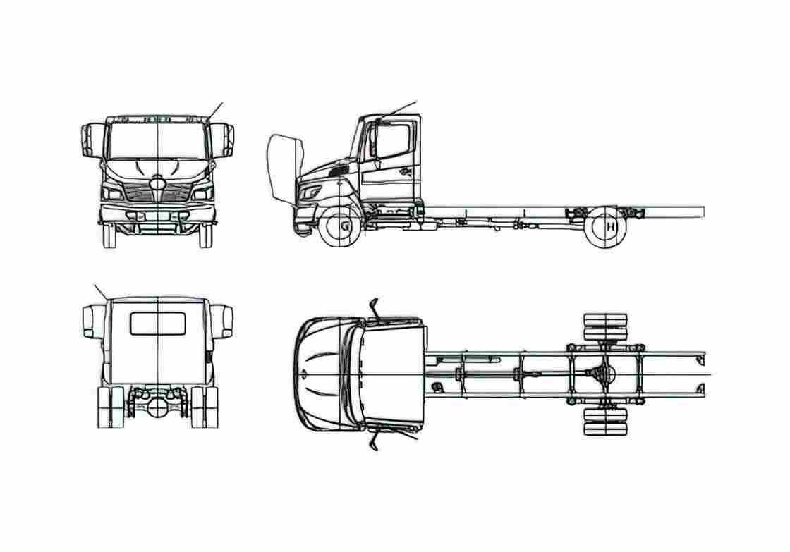 Blueprint Hino 165 Truck A4 Photo Print