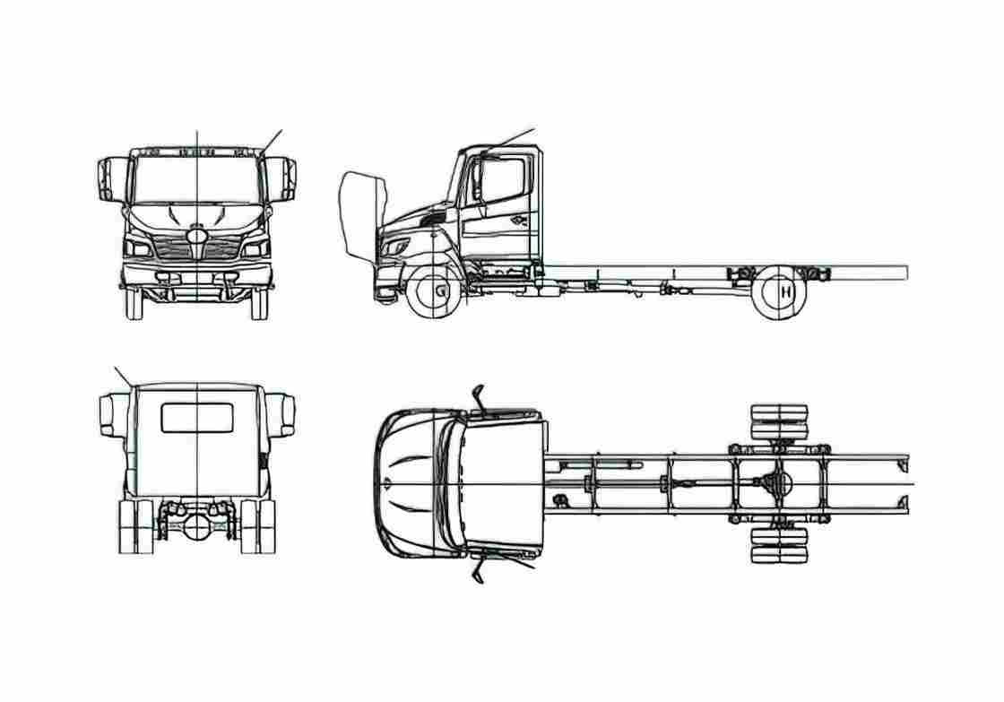 Blueprint Hino 185 Truck 2009 A4 Photo Print