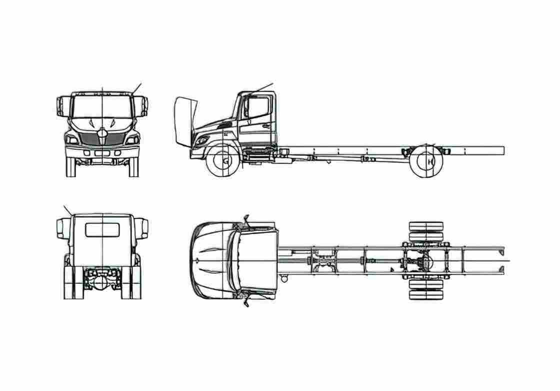 Blueprint Hino 238LP Truck 2009 A4 Photo Print