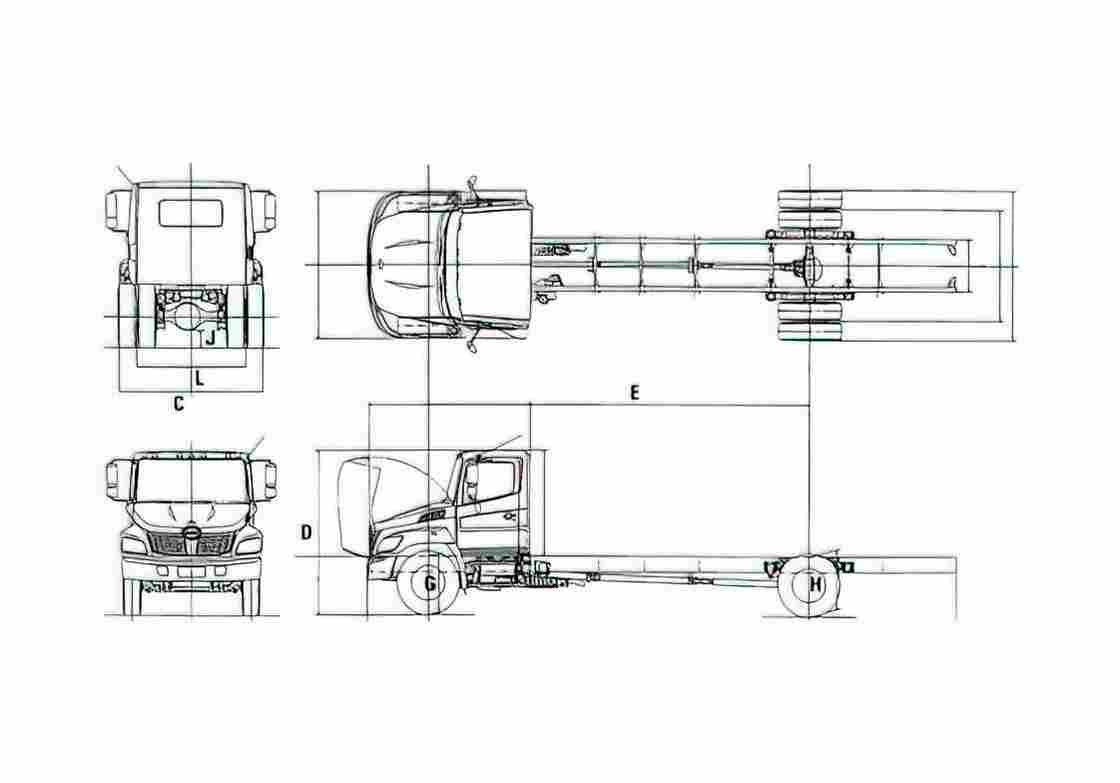 Blueprint Hino 258LP Truck 2009 A4 Photo Print