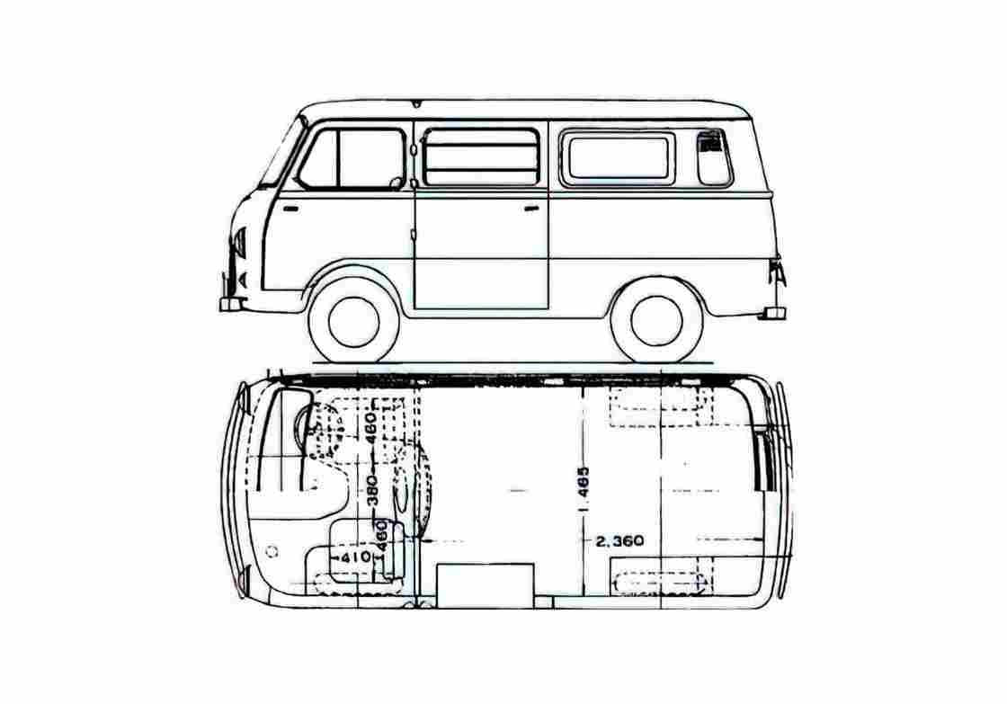 Blueprint Hino Commerce R106 Van 1961 A4 Photo Print