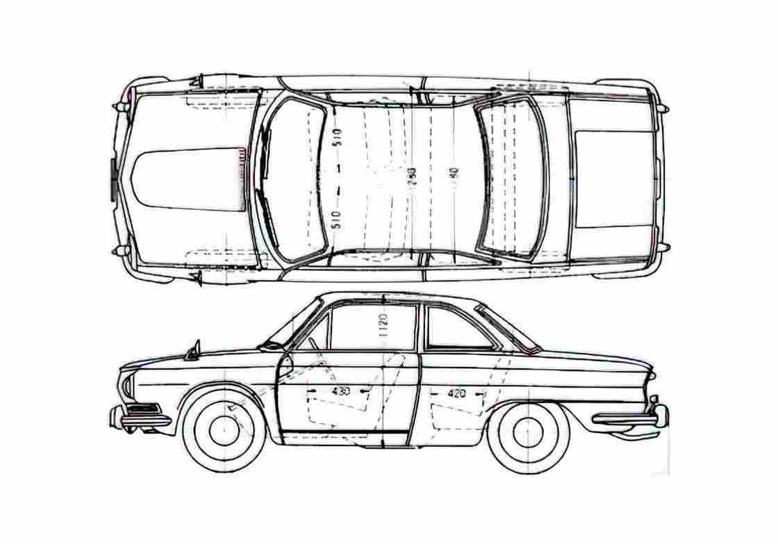 Blueprint Hino Contessa 1300 Coupe 1965 A4 Photo Print