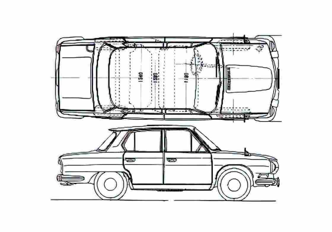 Blueprint Hino Contessa 1300 Sedan 1964 A4 Photo Print