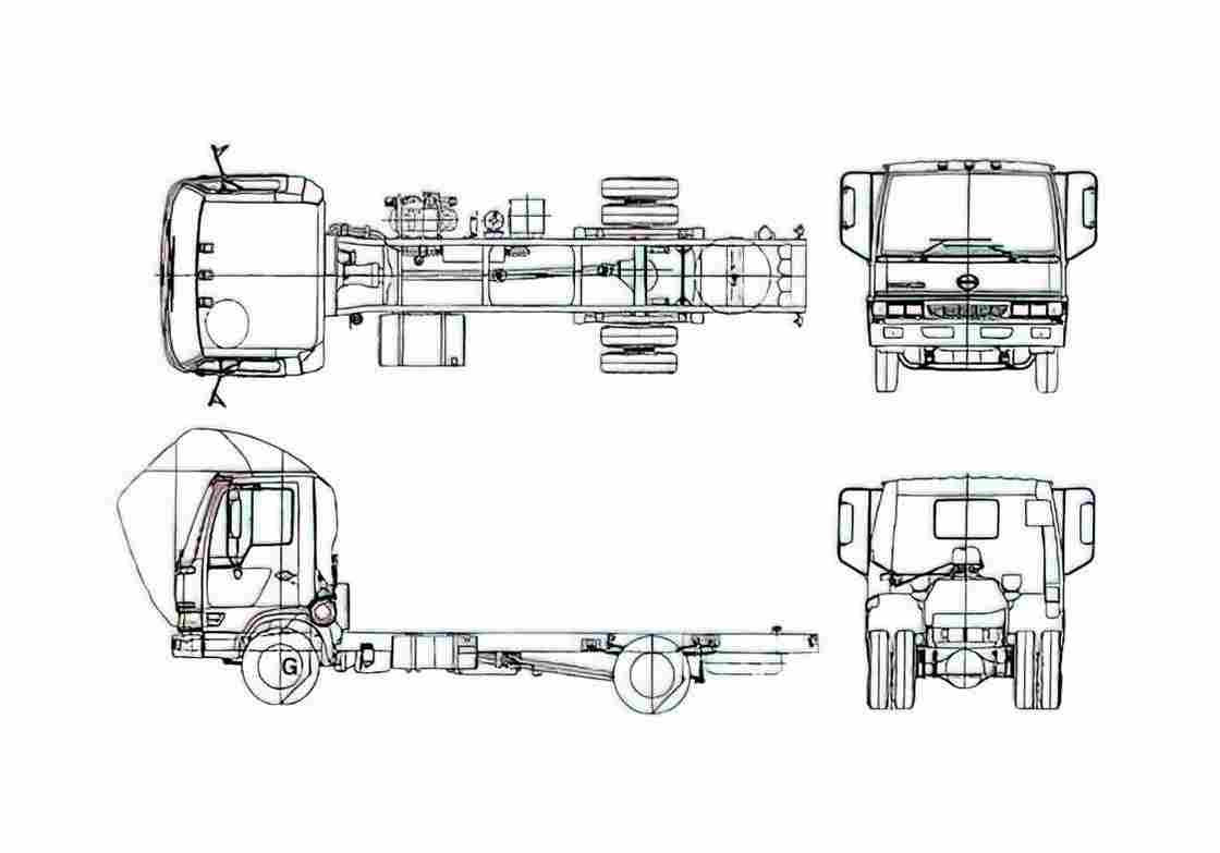 Blueprint Hino FB1817 Truck 1989 A4 Photo Print