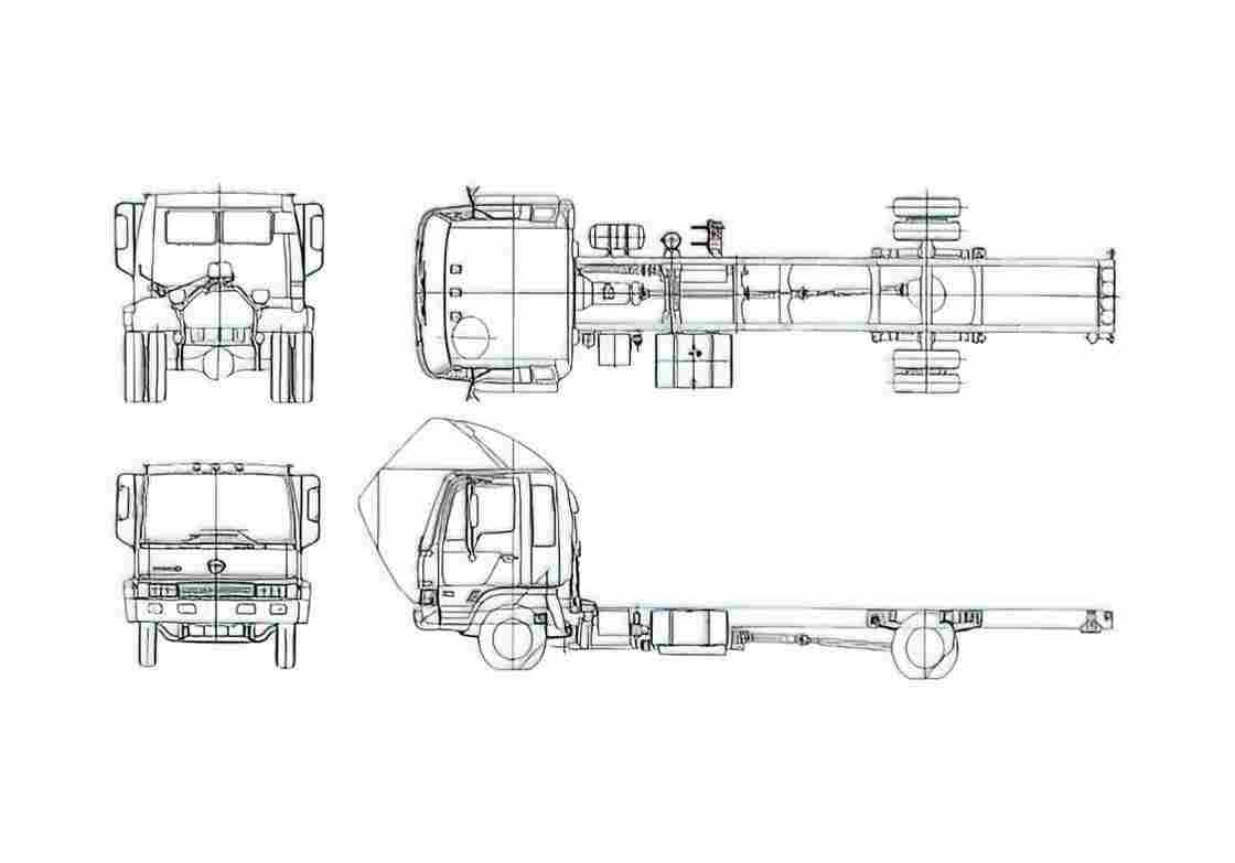 Blueprint Hino FD2320 LP Truck 1989 A4 Photo Print