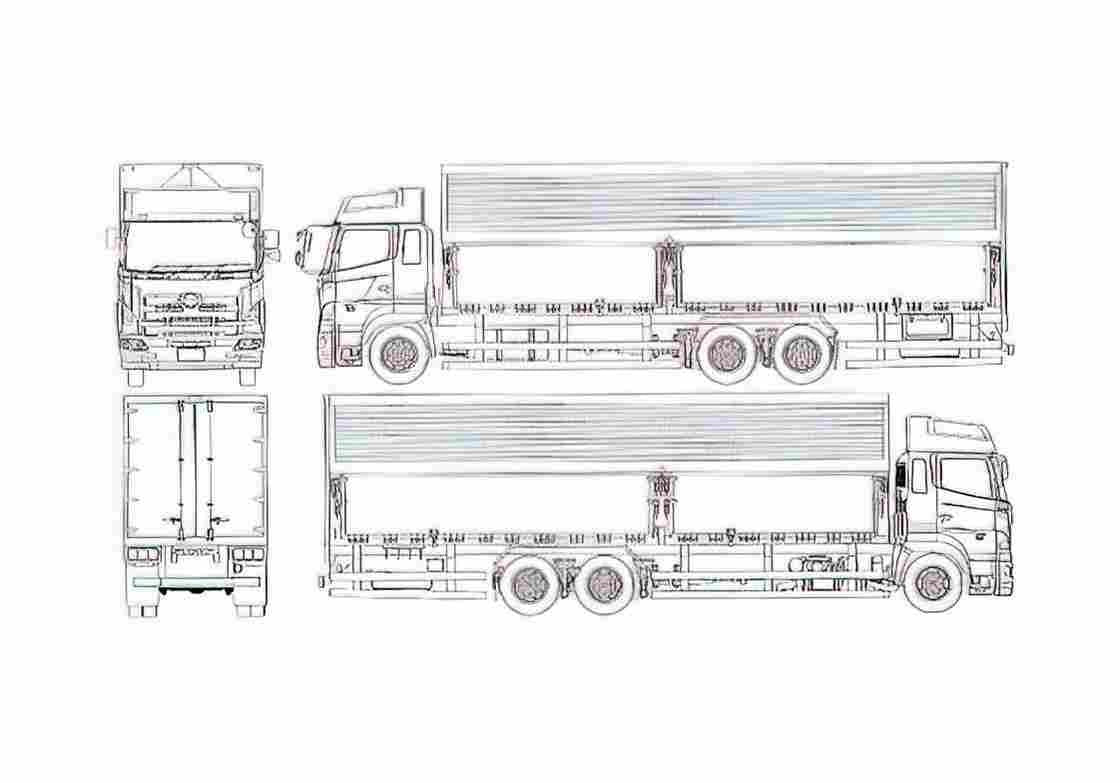 Blueprint Hino Profear 11 ton Truck 2004 A4 Photo Print