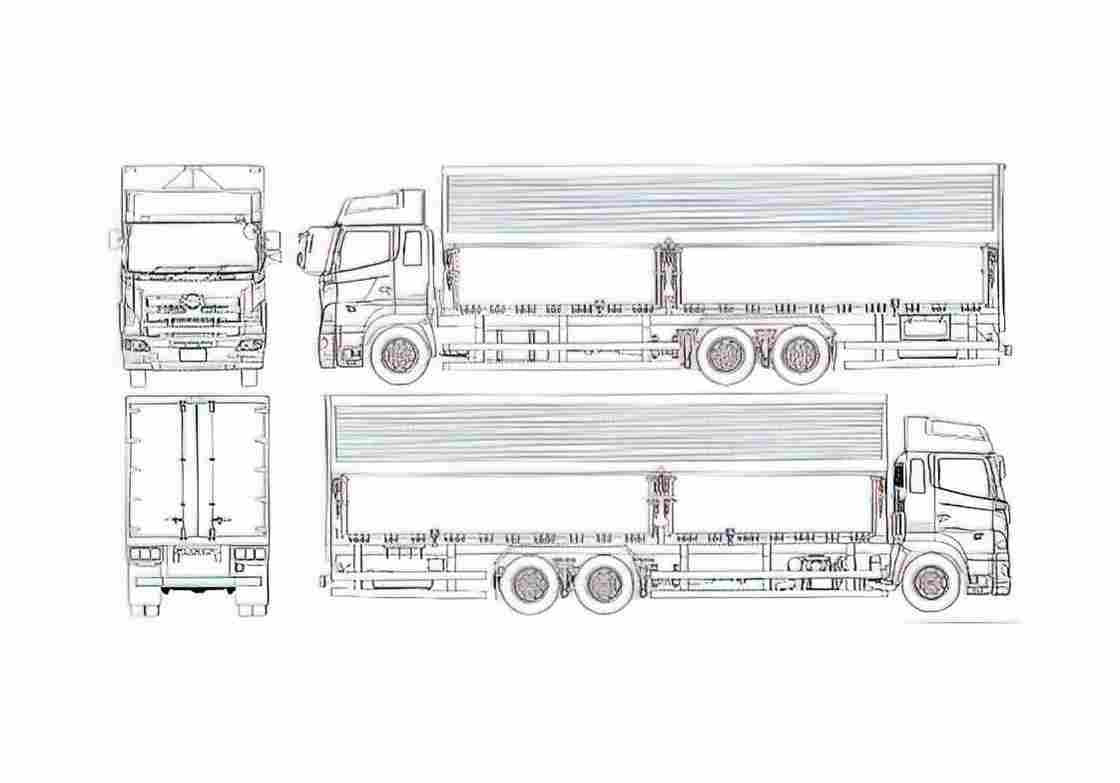 Blueprint Hino Profear Truck 2004 A4 Photo Print