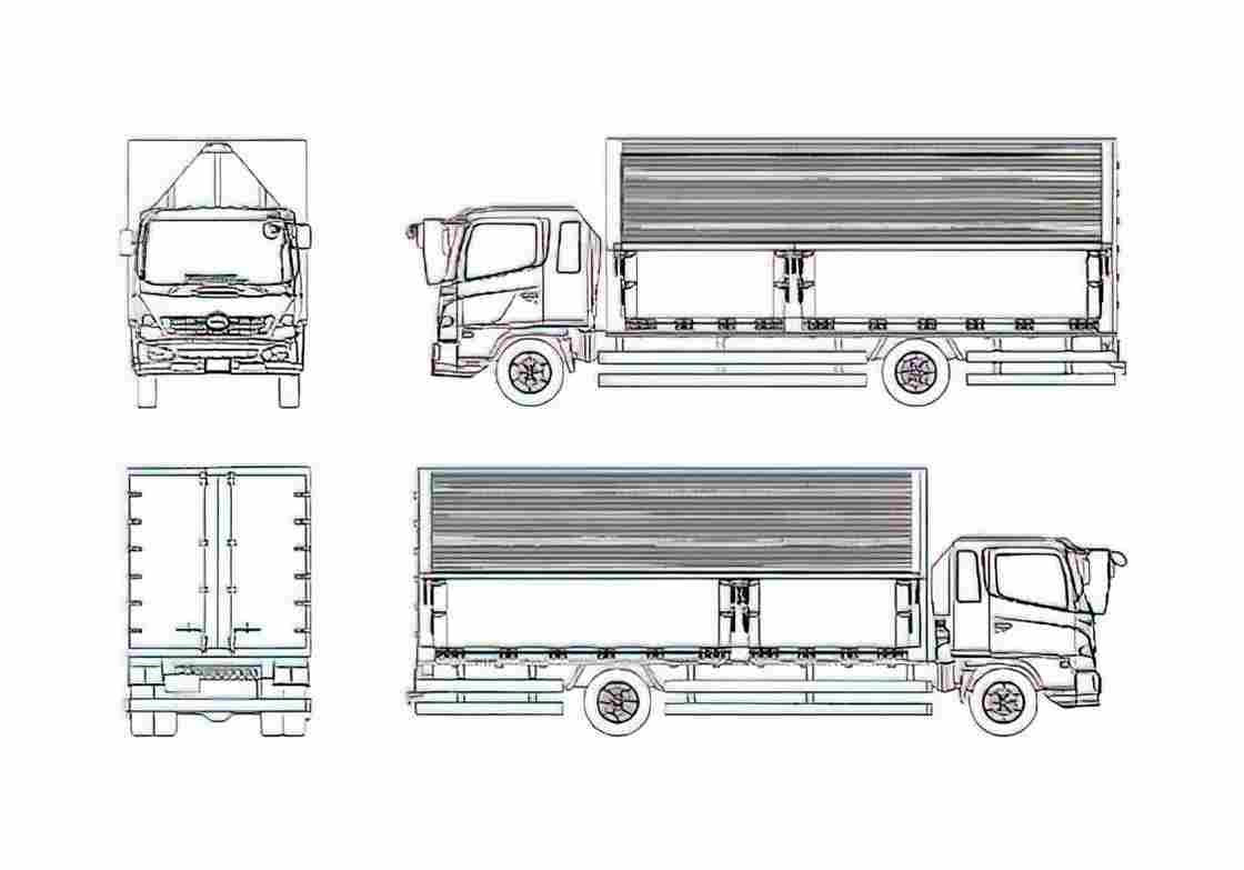 Blueprint Hino Ranger Pro Wing Truck 2001 A4 Photo Print