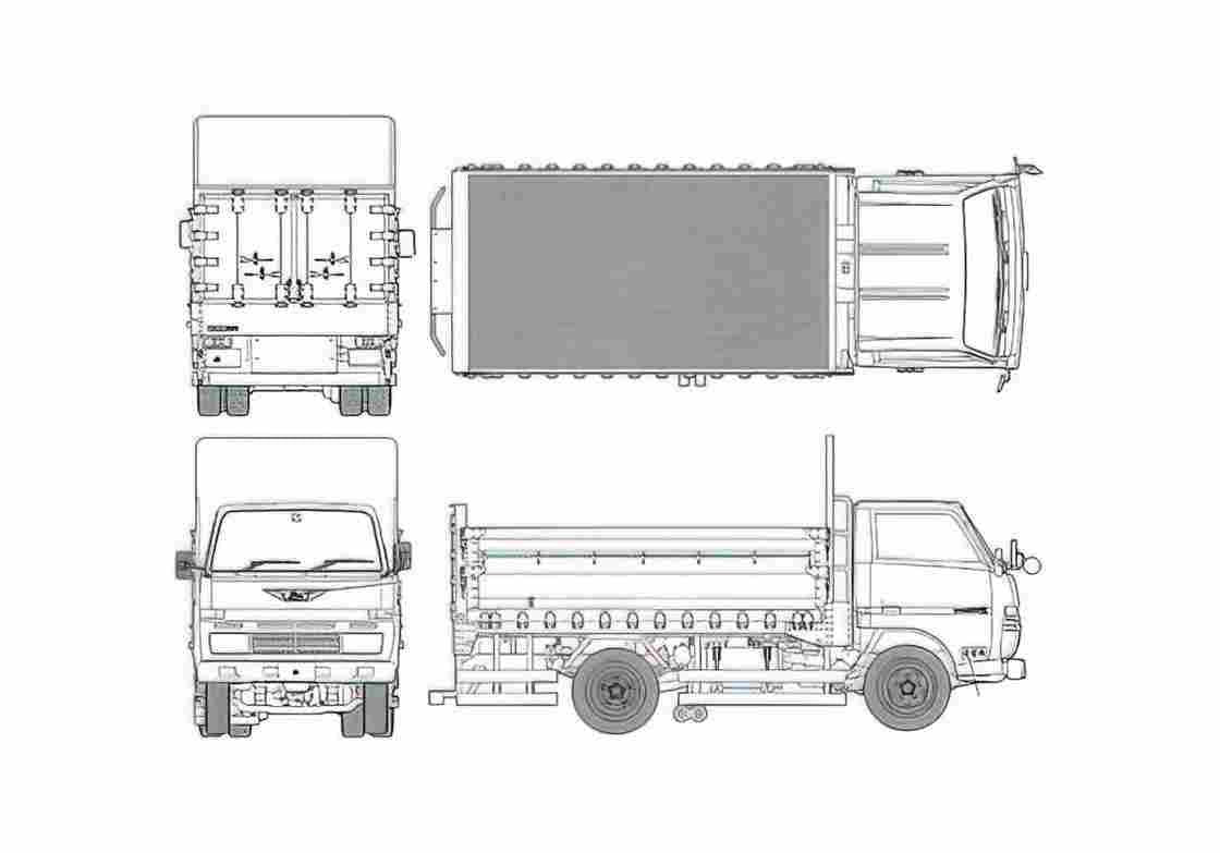 Blueprint Hino Ranger Truck 1989 A4 Photo Print