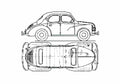 Blueprint Hino Renault 4CV Sedan 1957 A4 Photo Print