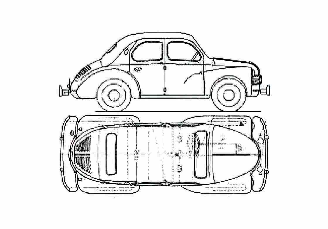 Blueprint Hino Renault 4CV Sedan 1957 A4 Photo Print
