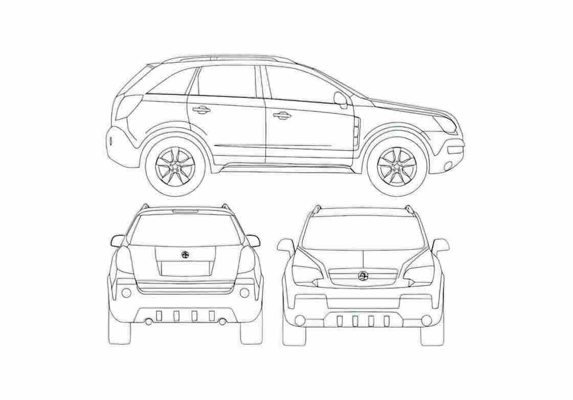 Blueprint Holden Captiva SUV 2007 A4 Photo Print