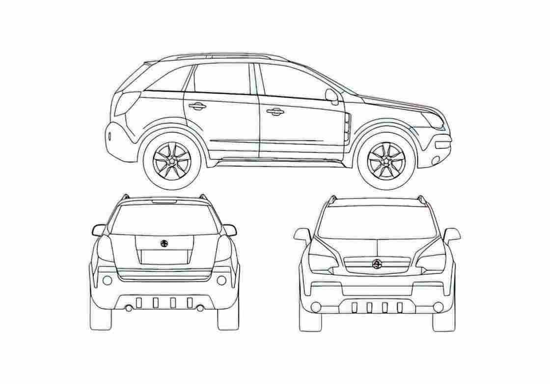 Blueprint Holden Captiva SX SUV 2007 A4 Photo Print