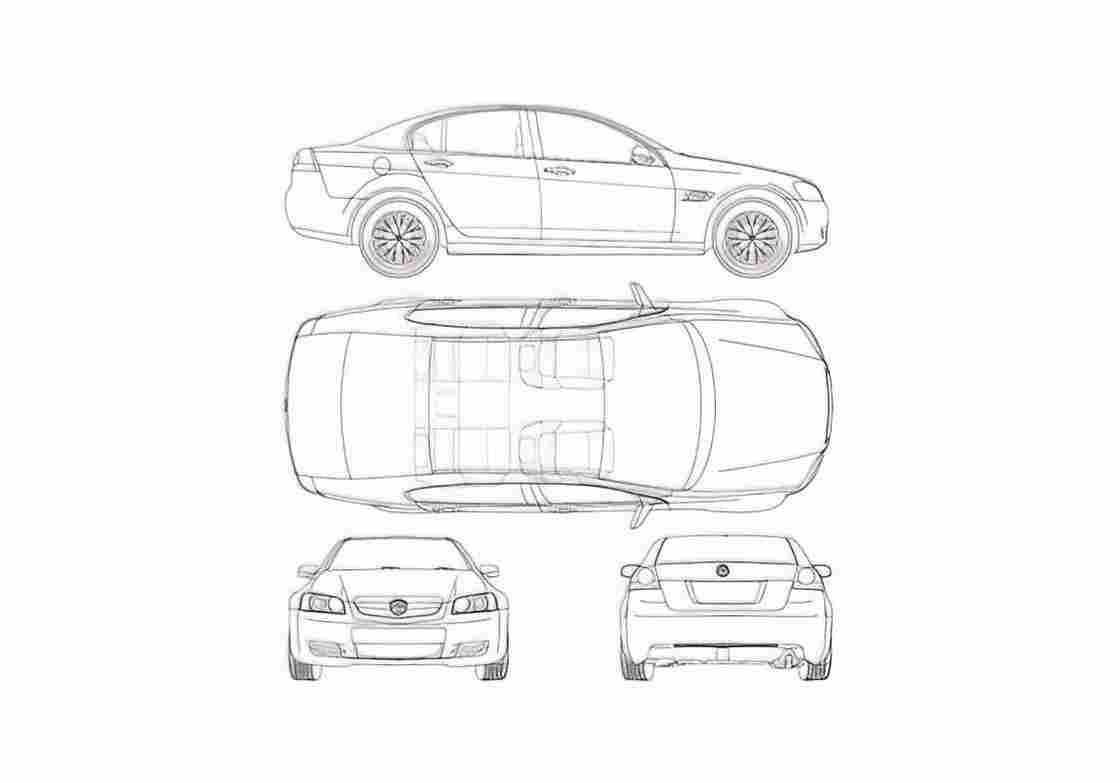 Blueprint Holden Commodore Sedan 2006 A4 Photo Print