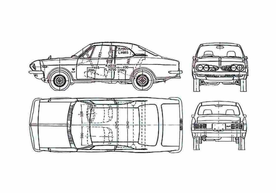 Blueprint Honda 1300 Coupe 1970 A4 Photo Print