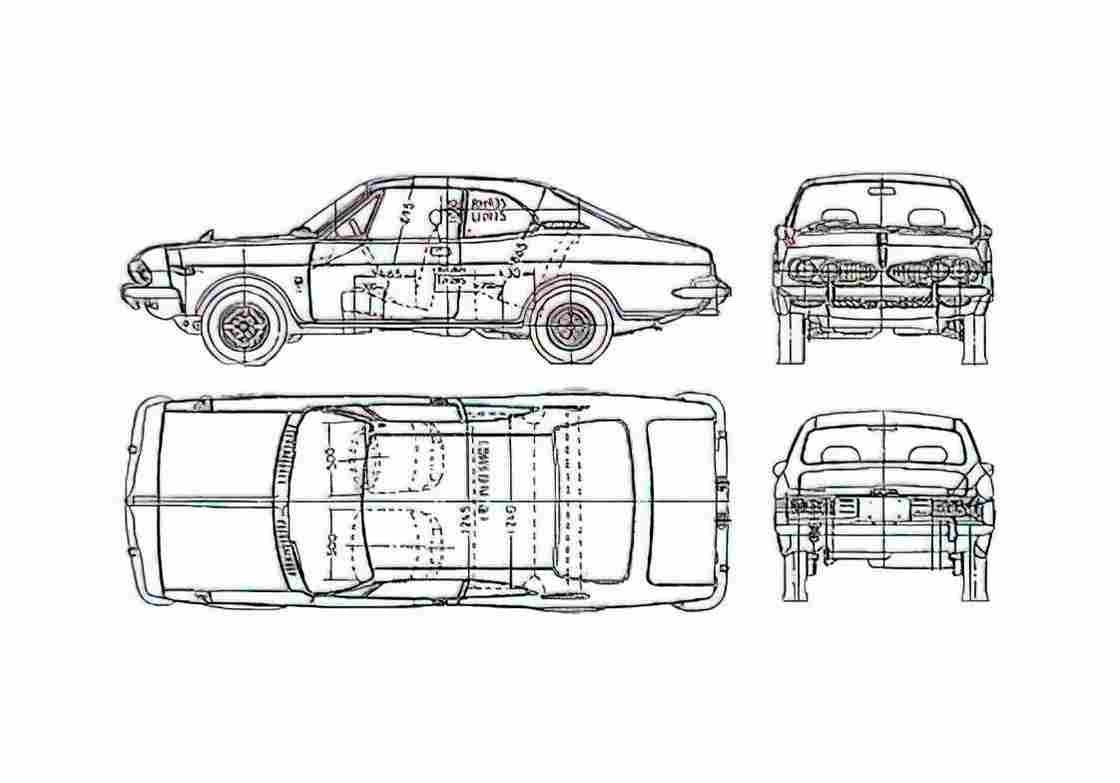 Blueprint Honda 1300 Coupe 1971 A4 Photo Print