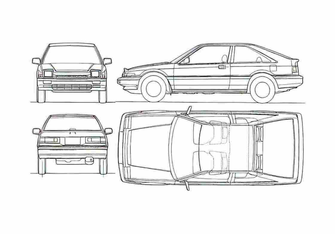 Blueprint Honda Accord Aerodeck Hatchback 1986 A4 Photo Print