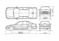 Blueprint Honda Accord CB3 Sedan 1989 A4 Photo Print