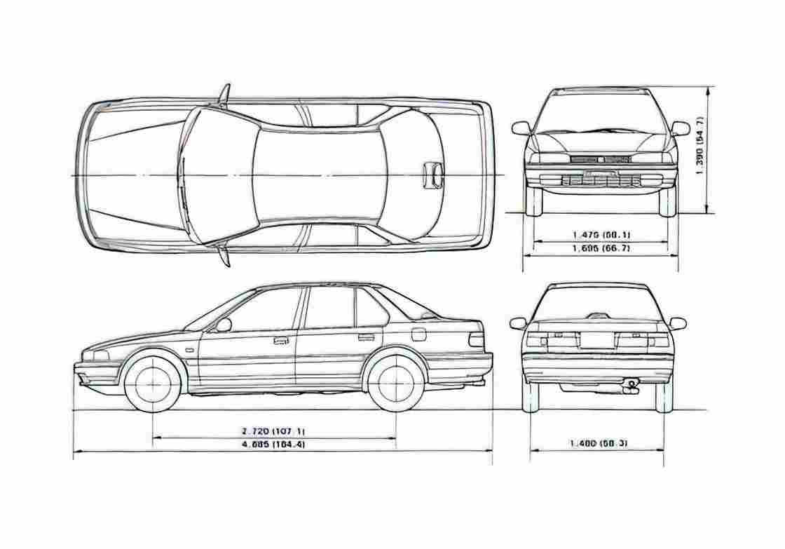 Blueprint Honda Accord CB3 Sedan 1989 A4 Photo Print