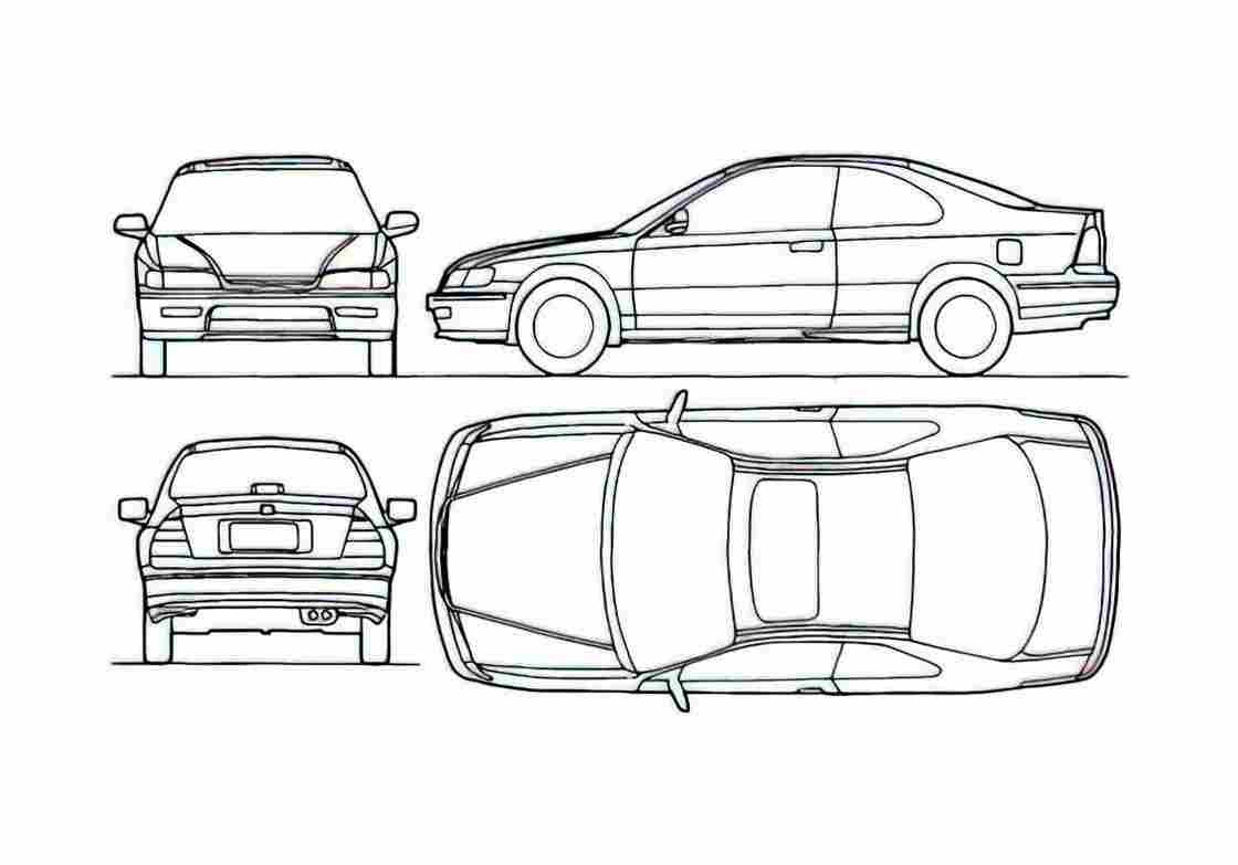 Blueprint Honda Accord Coupe 1994 A4 Photo Print