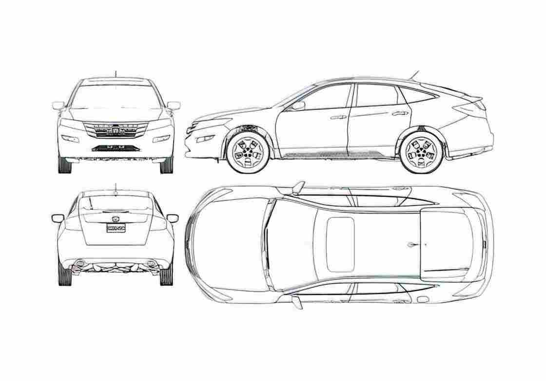 Blueprint Honda Accord Crosstour Hatchback 2010 A4 Photo Print
