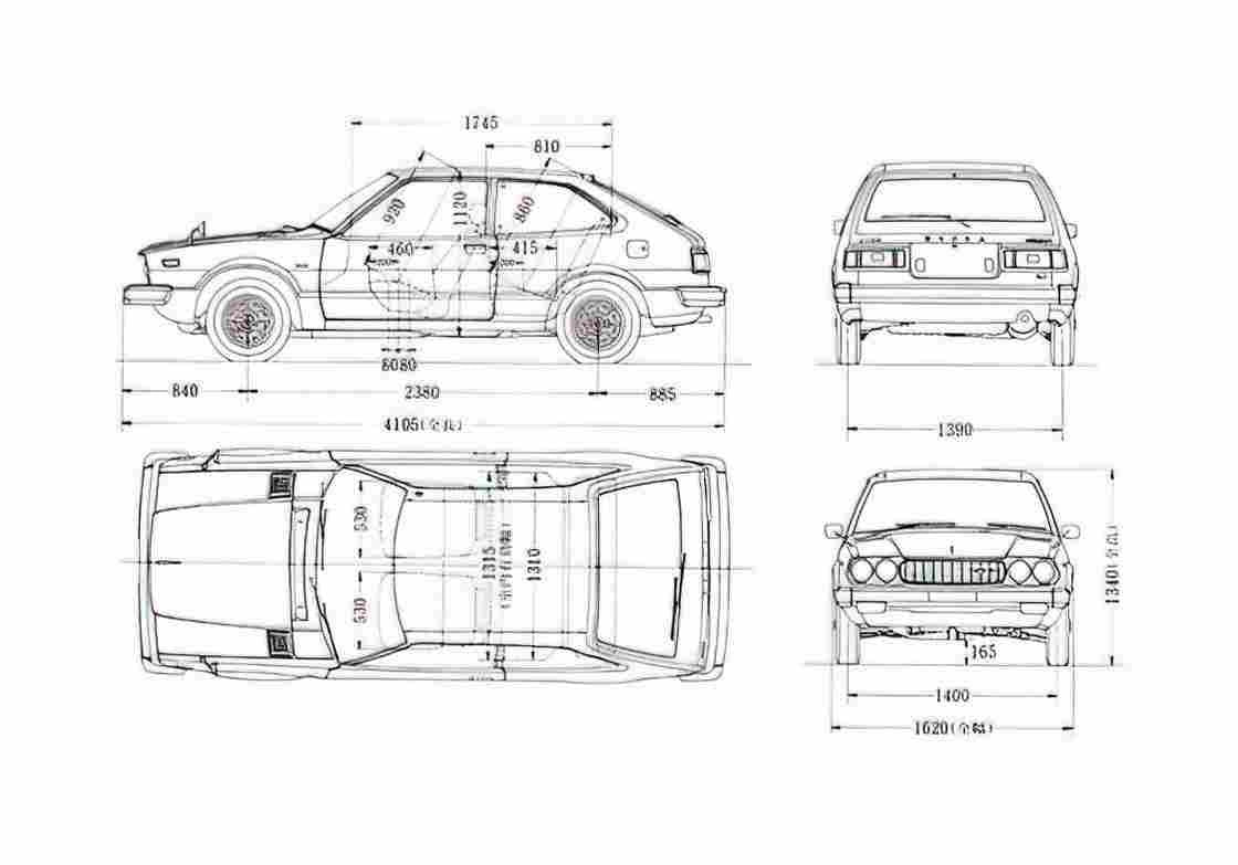 Blueprint Honda Accord Hatchback 1976 A4 Photo Print
