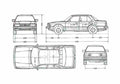 Blueprint Honda Accord II Sedan 1982 A4 Photo Print