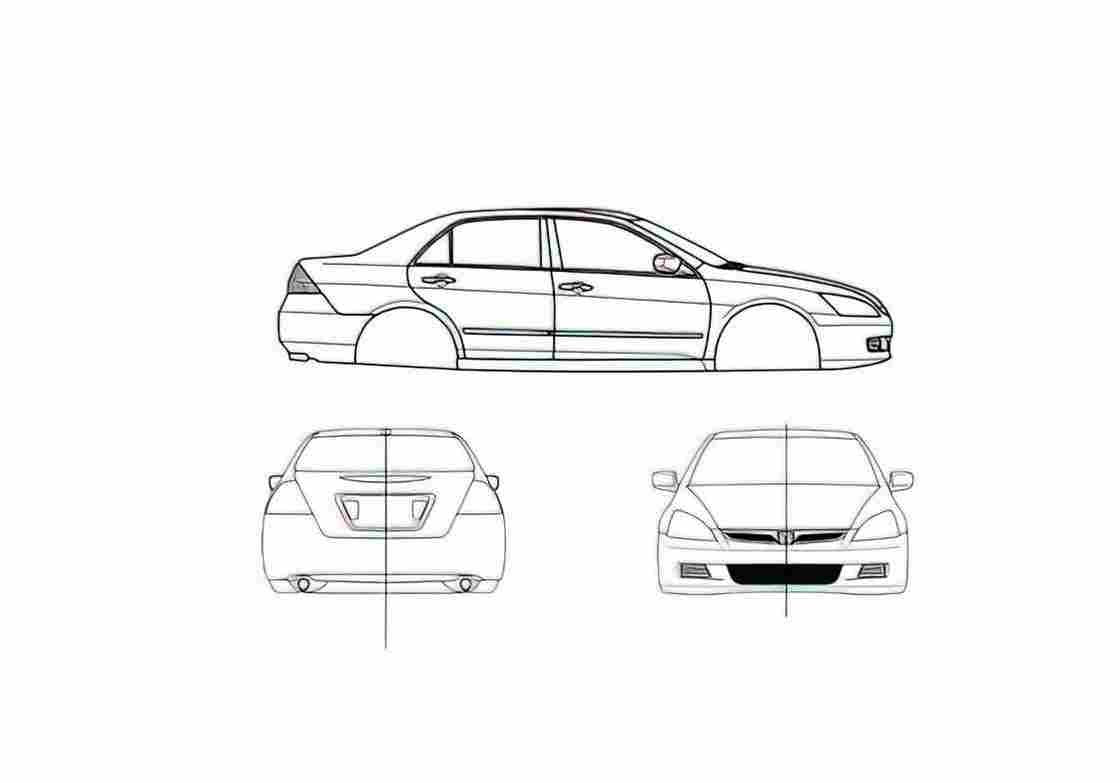 Blueprint Honda Accord SE 07 V6 Sedan 1993 A4 Photo Print