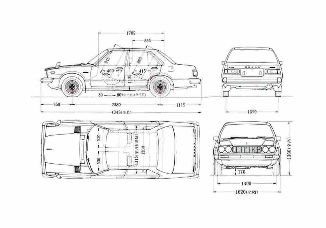 Blueprint Honda Accord Sedan 1977 A4 Photo Print