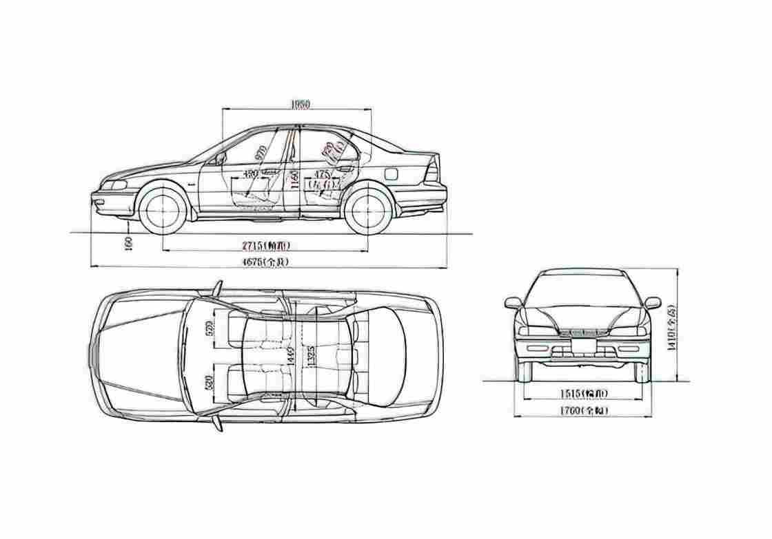 Blueprint Honda Accord Sedan 1993 A4 Photo Print