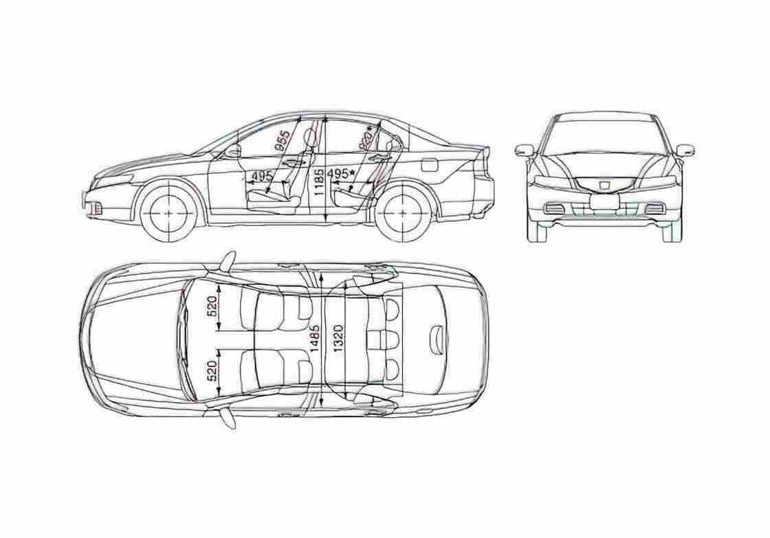 Blueprint Honda Accord Sedan 2005 A4 Photo Print