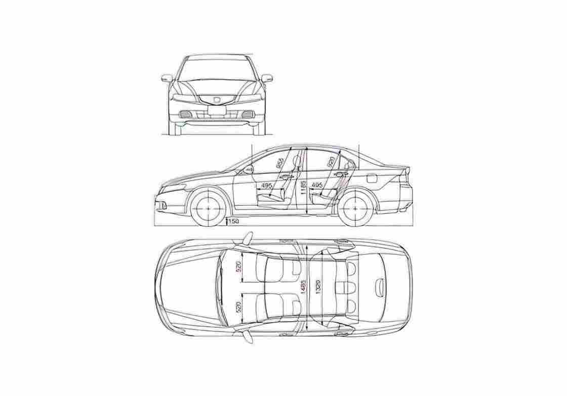 Blueprint Honda Accord VII Sedan 2003 A4 Photo Print