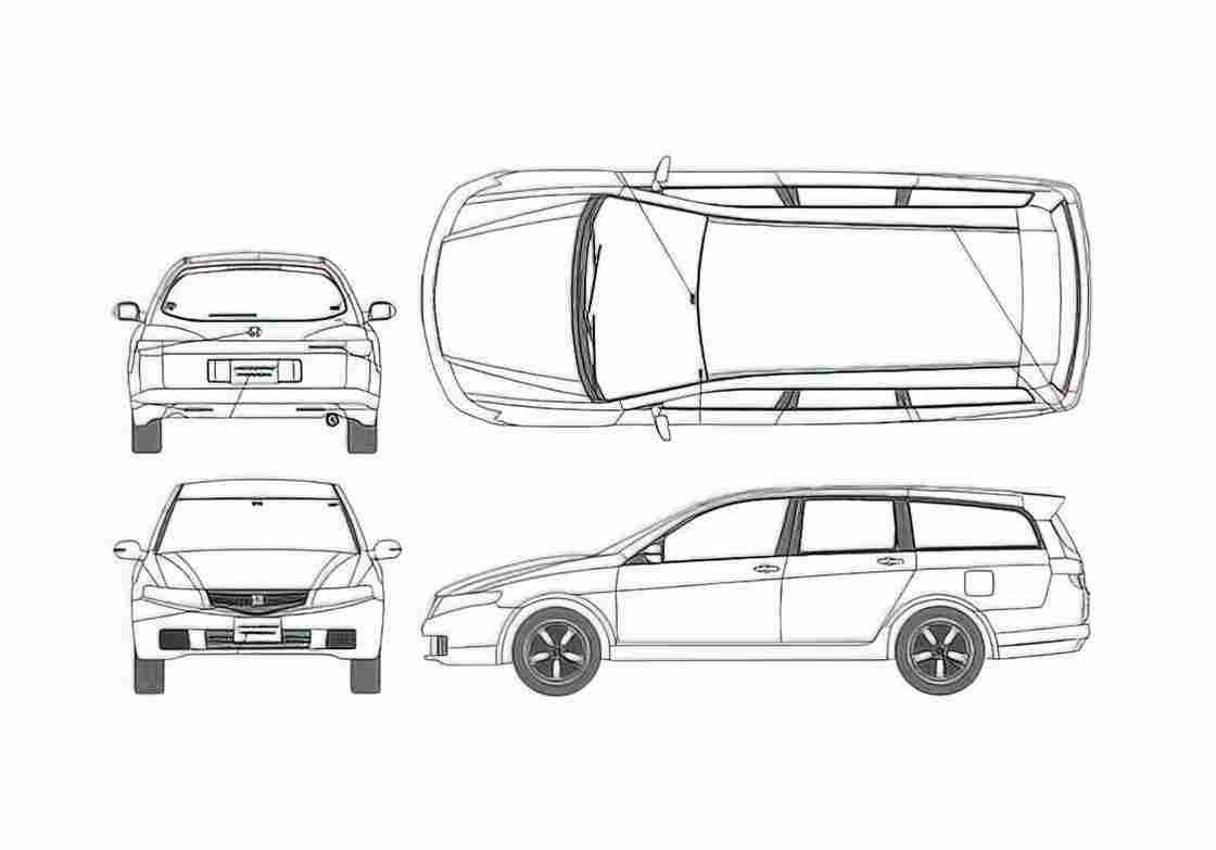 Blueprint Honda Accord VII Tourer Wagon 2003 A4 Photo Print