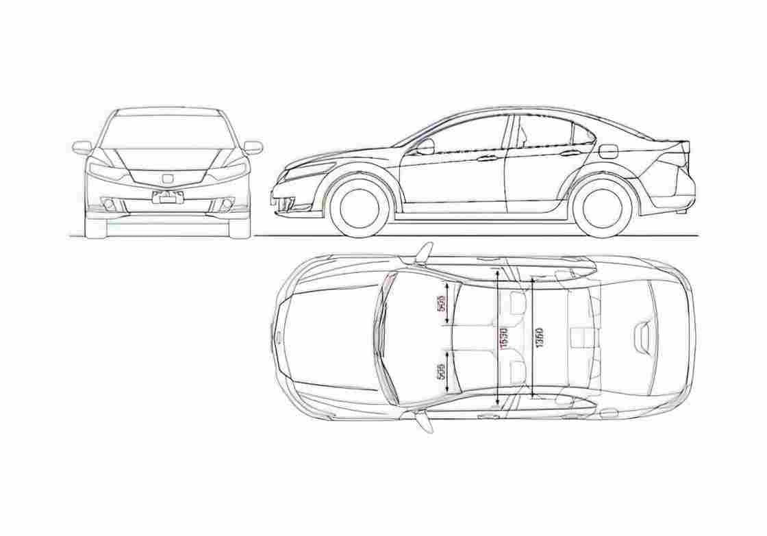 Blueprint Honda Accord VIII Sedan 2009 A4 Photo Print