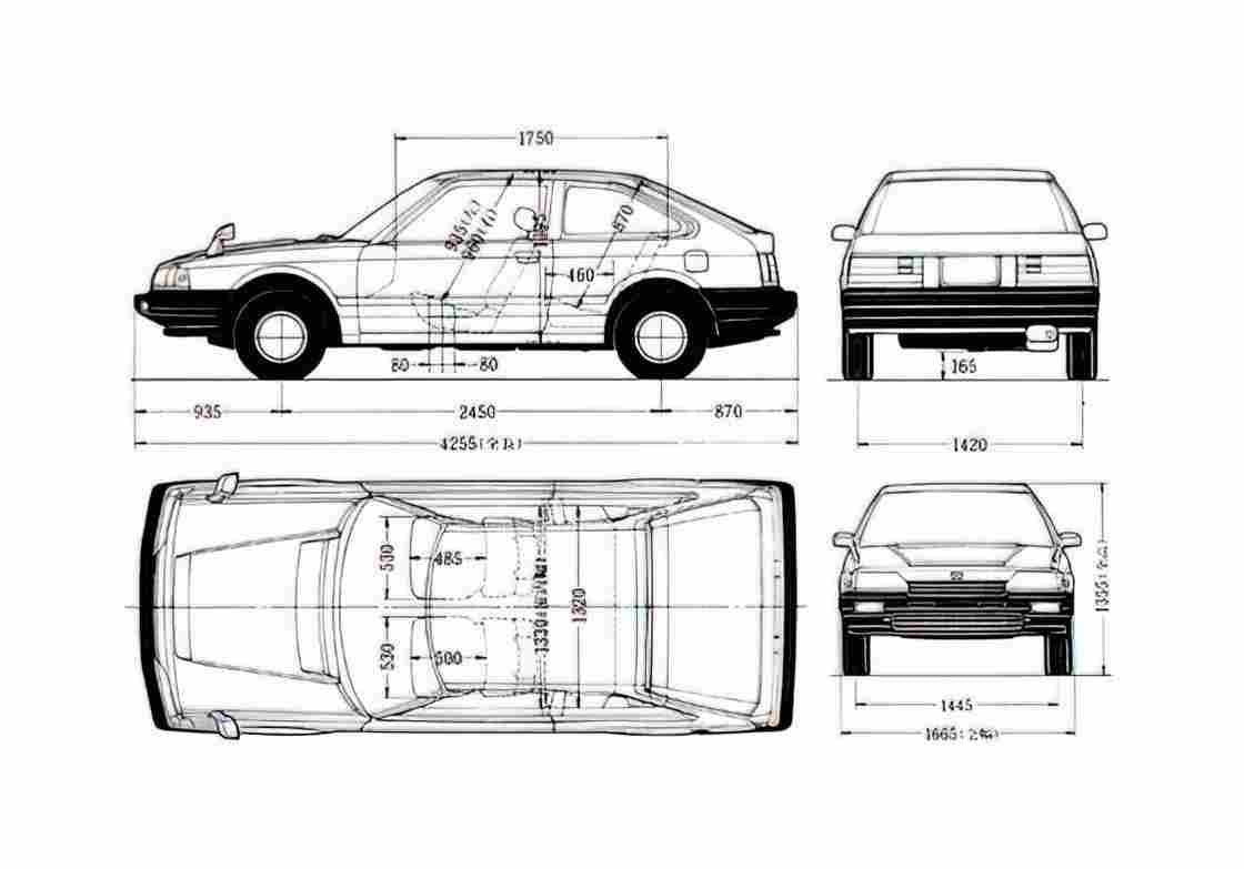 Blueprint Honda Accord Vigor Hatchback 1982 A4 Photo Print