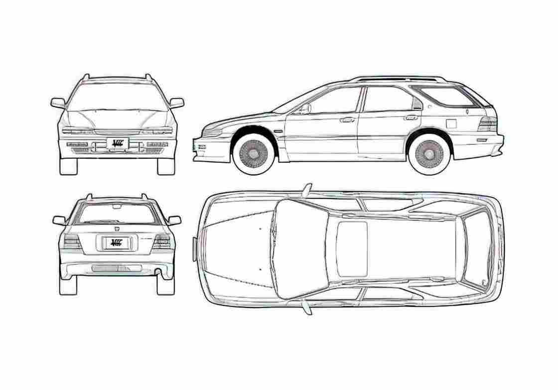 Blueprint Honda Accord Wagon 1996 A4 Photo Print