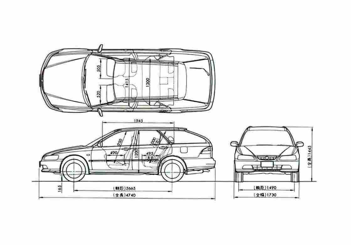 Blueprint Honda Accord Wagon 1997 A4 Photo Print