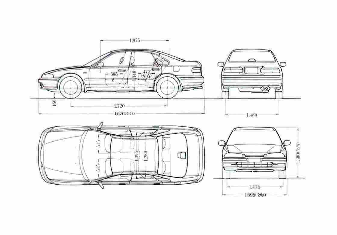 Blueprint Honda Ascot Innova Sedan 1992 A4 Photo Print