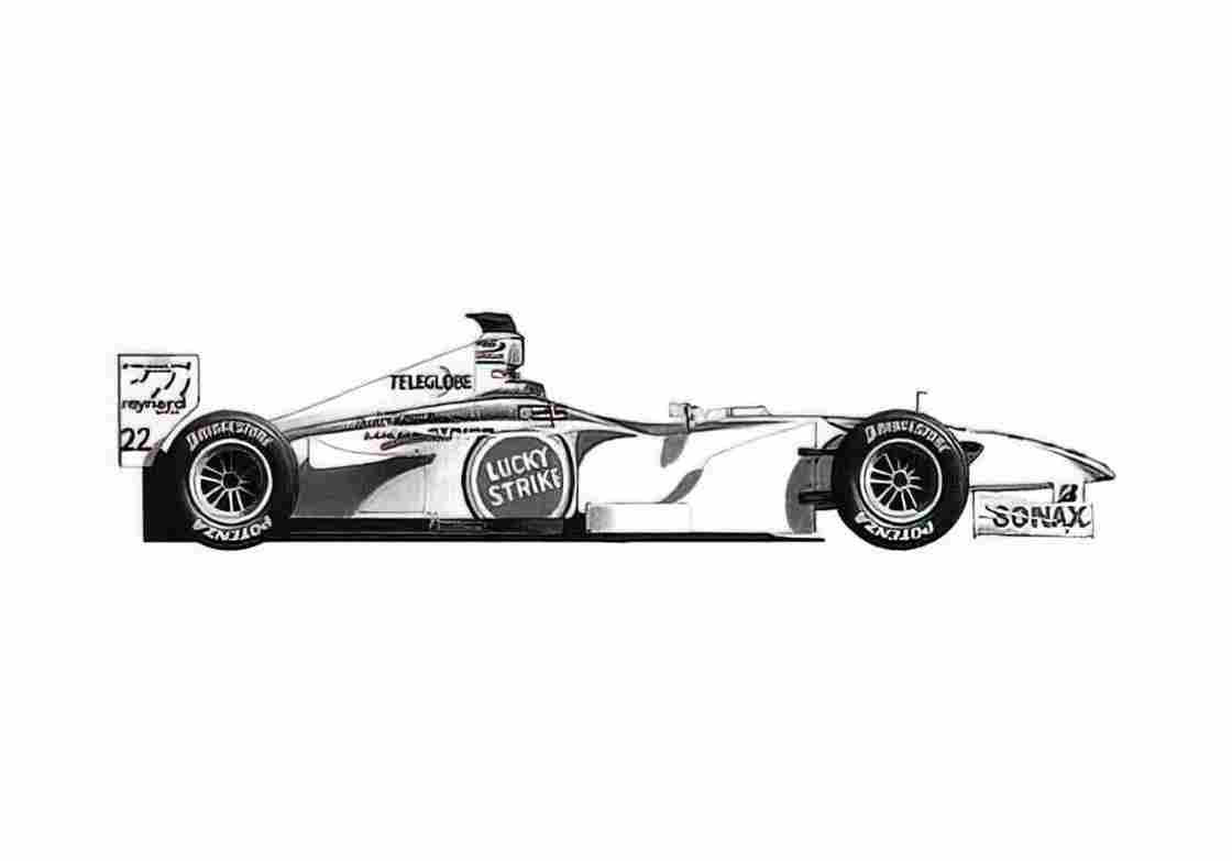 Blueprint Honda BAR 002 F1 OW 2000 A4 Photo Print