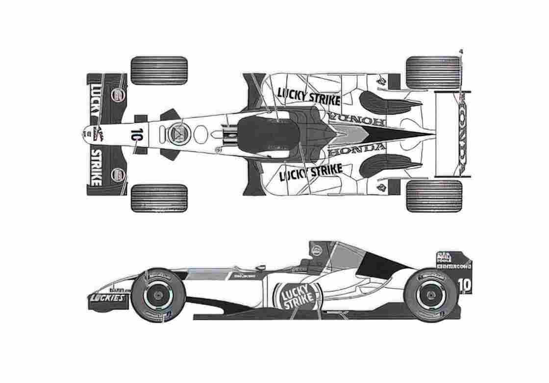 Blueprint Honda BAR 006 OW 2004 A4 Photo Print