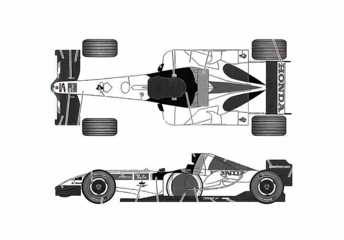 Blueprint Honda BAR 007 OW 2005 A4 Photo Print