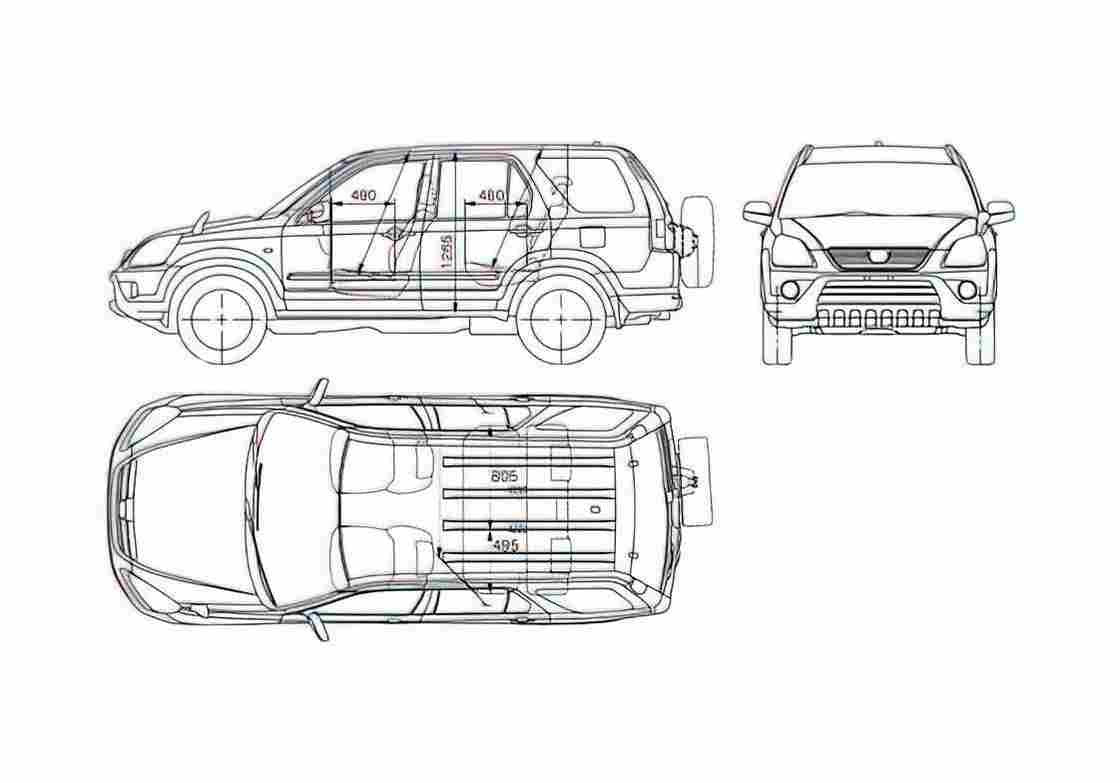 Blueprint Honda CR V SUV 2005 A4 Photo Print