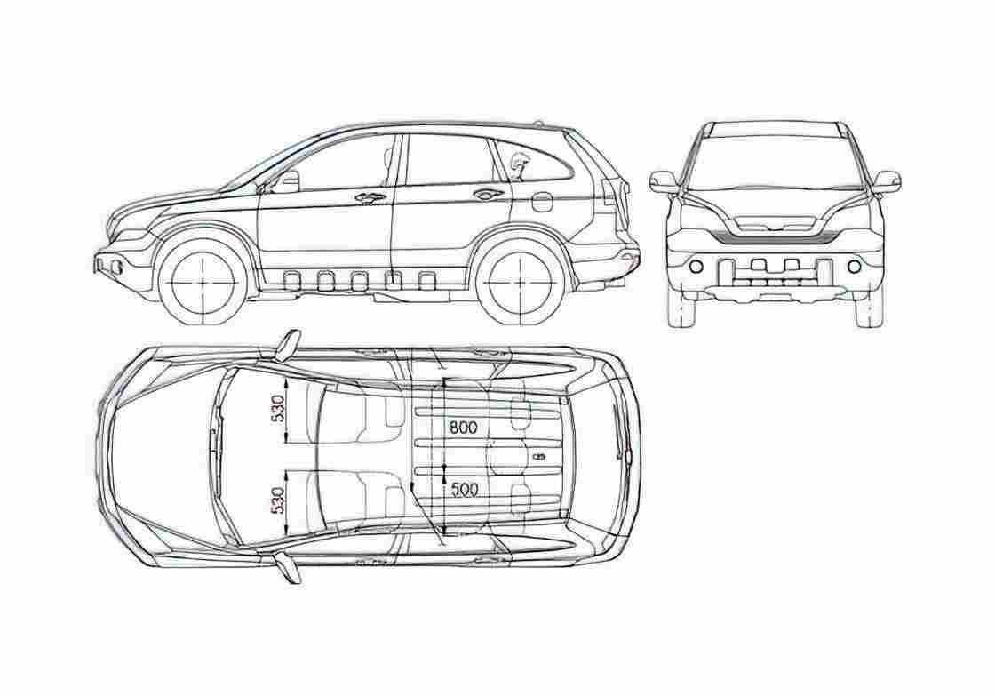 Blueprint Honda CR V SUV 2007 A4 Photo Print