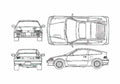 Blueprint Honda CR X Coupe 1993 A4 Photo Print