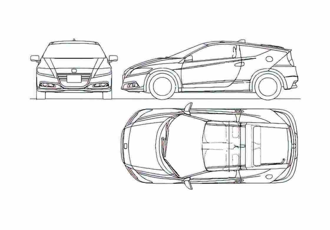 Blueprint Honda CR Z Coupe 2010 A4 Photo Print