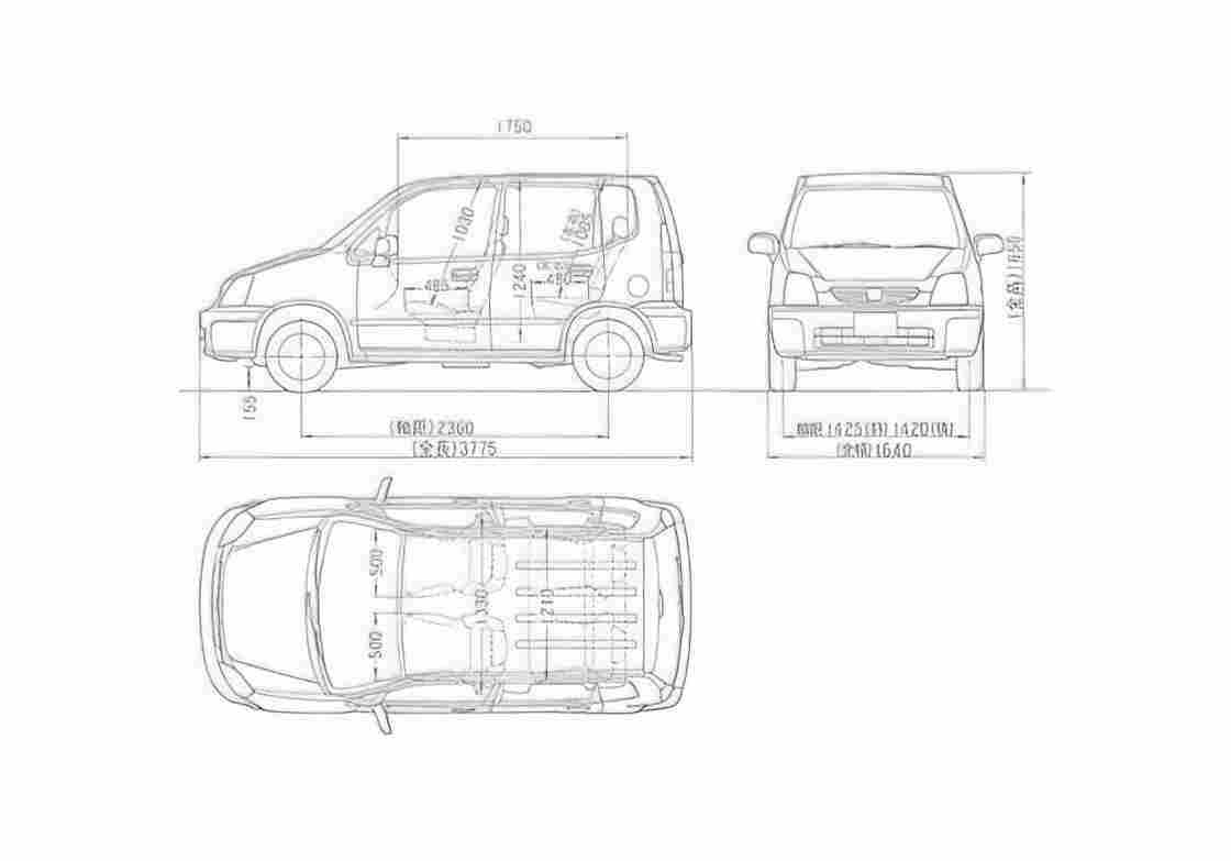Blueprint Honda Capa Microvan 1998 A4 Photo Print
