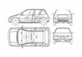 Blueprint Honda City Hatchback 1986 A4 Photo Print