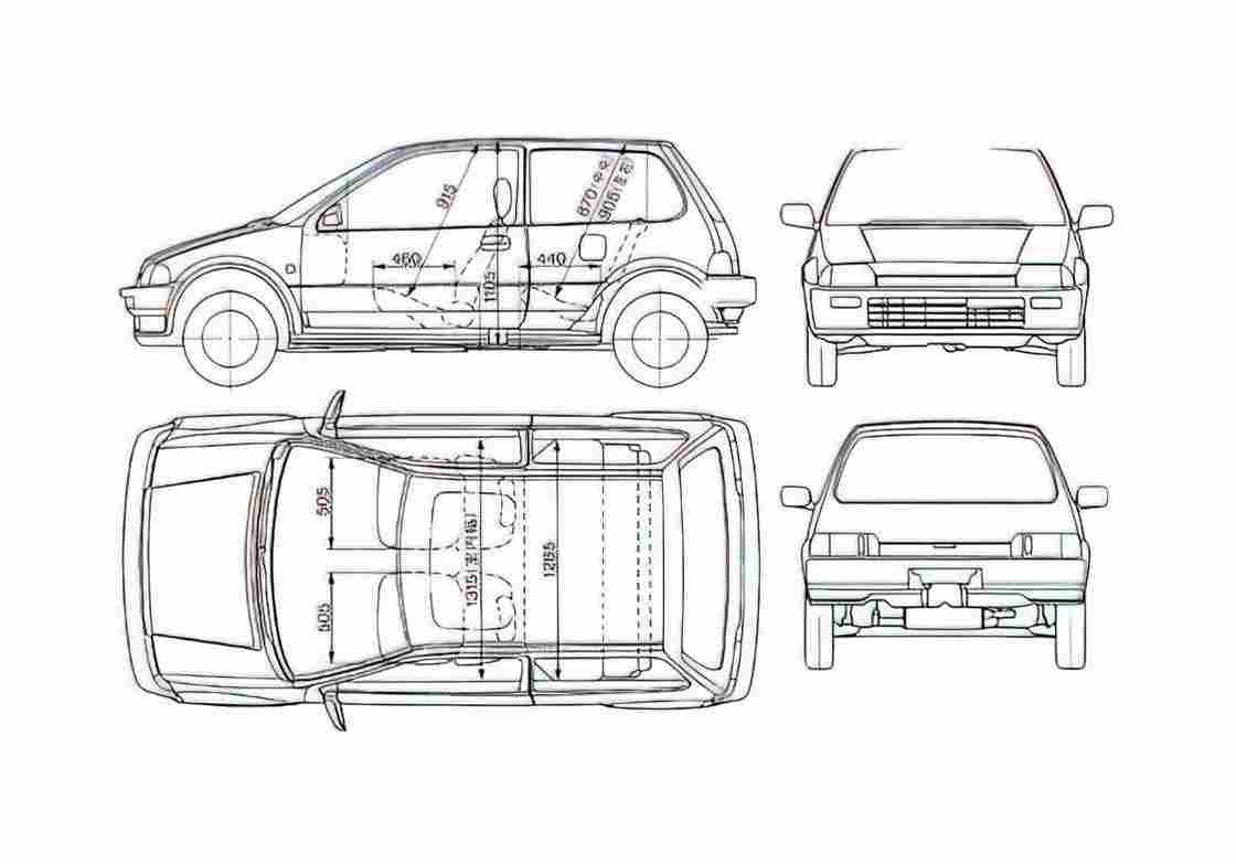 Blueprint Honda City Hatchback 1986 A4 Photo Print
