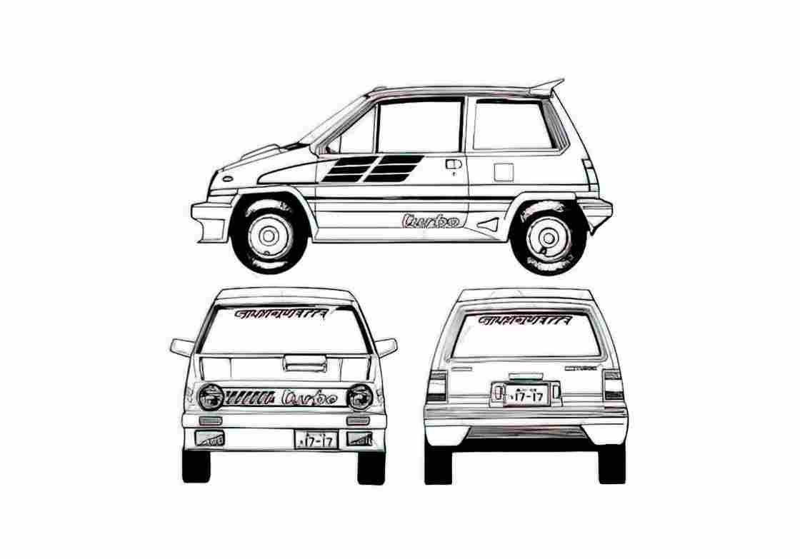 Blueprint Honda City Turbo Aero Hatchback 1982 A4 Photo Print