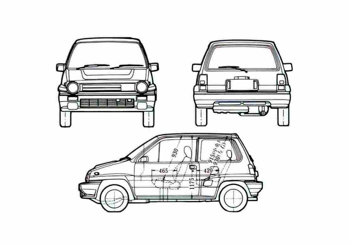 Blueprint Honda City Turbo II Hatchback 1984 A4 Photo Print